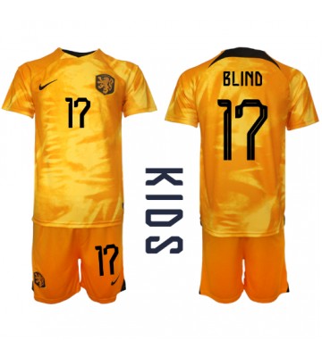 Netherlands Daley Blind #17 Replica Home Stadium Kit for Kids World Cup 2022 Short Sleeve (+ pants)